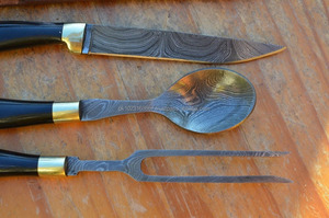 Ensemble de couteaux de cuisine de style médiéval 03 pièces Damas fabriqués à la main - Product Image 3