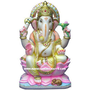 Belle statue de Ganesha en marbre - Product Image 1