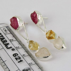 Boucles d'oreilles en argent Sterling 925 à Quartz virtuel, bijoux indiens en argent faits à la main - Product Image 6