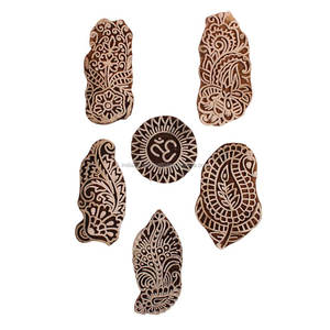 Mezcla hecha a mano Bloques de impresión de madera Bloques de patrón de madera - Product Image 1