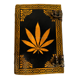 Diario de bazar de cuero genuino Vintage hecho a mano, libro de página en blanco, cuaderno de diario de Color negro y amarillo con 2 cierres en C antiguos - Product Image 1