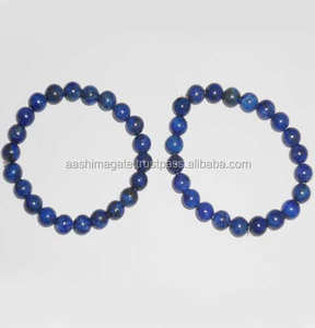 Pulsera de cuentas elásticas de lapislázuli de piedras preciosas | Pulseras de piedras preciosas, artesanías de cristal, pulseras de piedras naturales - Product Image 2