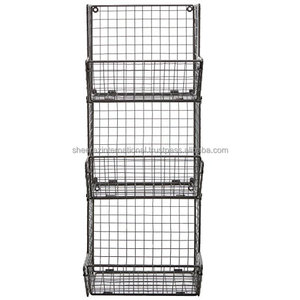 Wholesale 3-Tier European Style Rattan <b>Storage</b> <b>Basket</b> Black <b>Wall</b> Mounted Iron Metal Wire Mesh Fruit/Potato Kitchen Home Hotel - Product Image 2