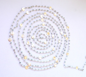 Labradorite Quartz Chapelet Pièce Charm Chaîne Multi-Gemstone Perles Fil Enroulé Facettes Rondelle Pierre Plaqué Or - Product Image 4