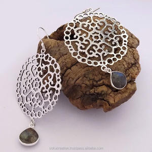 Best Quality 925 <b>Silver</b> Plated Oxidized Antique Designer Filigree <b>Earrings</b> Handcrafted Artisan SOKU#3518 Stylish for Parties - Product Image 2