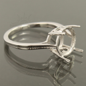 แหวนเงินกึ่งภูเขา925การตั้งค่าแบบหยักขัด10มม. หินทรงกลม - Product Image 3