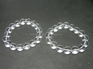 Crystal Quartz Stretchable Gemstone <b>Bracelet</b> Made in India - Product Image 3