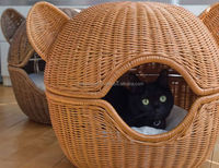 Niche en rotin pour animaux domestiques, maison de chat tissée à la main, maison pour chien, vente en gros