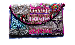 Bolsos de Mano Étnicos Vintage con Bordado Tribal Zari, Bolsos de Mano con Cremallera para Mujer, con Correa Cruzada Portátil - Product Image 4