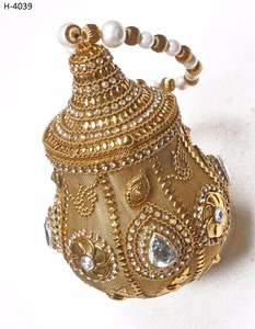 H4038 Ladies Handmade <b>Metal</b> Clutch Evening Party Bag High Quality Gold Silver <b>Beaded</b> Stone Work Bridal Wedding Purse - Product Image 2