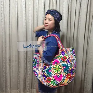 Indian Nieuwe Handtas Tote Bag Geborduurde Kutch Stijl Schoudertas Tribal Geborduurde Hmong Bag Purse Grote Etnische Groothandel