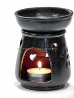 Brûleur d'encens en marbre artisanal, diffuseur d'arômes en pierre savonneuse noire, lampe brûle-huile, brûleur d'encens en bois de santal pour la maison