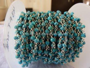 Magnifique chaîne de perles de style chapelet en pierre précieuse verte naturelle facettée plaquée or certifiée pour la fabrication de bijoux et de breloques - Product Image 5