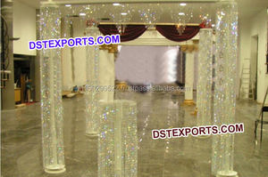 Columnas de Cristal Metálicas para Escenario de Boda, Pilares de Cristal para Pasillo de Boda, Columnas de Latón Metálicas con Cristales para Escenario de Boda, Irlanda - Product Image 2