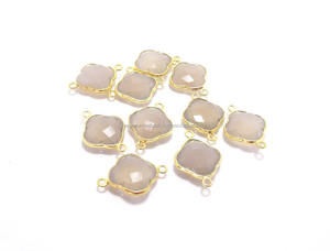 925 Sterling <b>Silver</b> Grey Chalcedony Natural Gemstone Handmade Jewelry Bezel <b>Birthstone</b> Boho Connector - Product Image 2