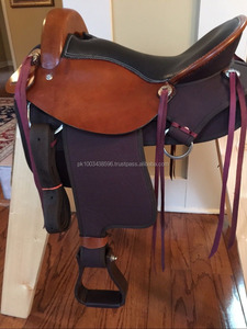 Selle en cuir tout usage western Treeless Endurance GP noir/marron pour cheval - Product Image 5