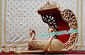 Royal Indian Modern Palki Doli nupcial de madera con diseño de pavo real para entrada de bodas-Tamaño y color personalizados - Product Image 3