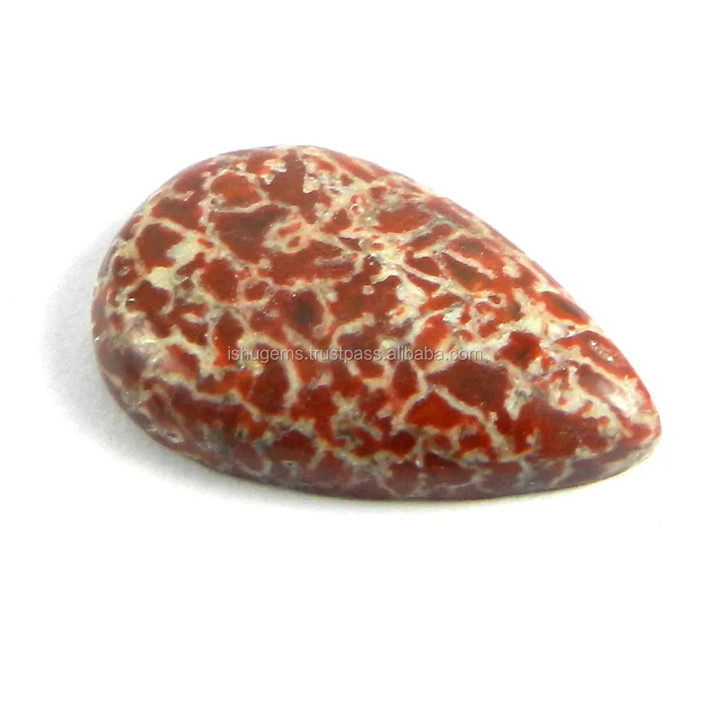 Eksklusif! Jasper Tulang Dinosaurus Merah 3.50 Gms Pir Cabochon 17*25Mm Batu Semi Mulia untuk Perhiasan IG2220