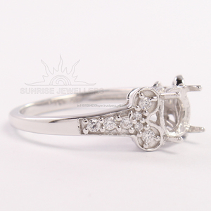 ตั้งค่าที่คุณต้องการแหวนหมั้นประดับเพชรลูกบาศก์เซอร์โคเนียกึ่งเมาท์ 7 มม. แหวนหมั้นตัดกลมทุกขนาดเครื่องประดับเงินแท้ 925 - Product Image 2