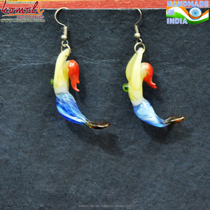 Lamp working murano glass jewelry mermaid necklace <b>earring</b> set - Product Image 5