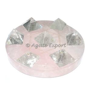 Piedra curativa natural 7 pirámides de cristal de cuarzo en Star David Rose Base y exportador de piedras semipreciosas - Product Image 1