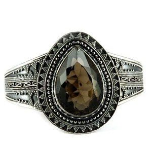 กำไลข้อมือพลอยสโมคกี้ควอตซ์สวยงามประดับเงินแท้ 925 จาก Shri Ashapura Jewels สไตล์โบฮีเมียน คริสเตียน รับรองโดยบุคคลที่สาม - Product Image 3