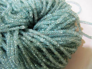 Perles de pierres précieuses à facettes de forme ronde en aigue-marine bleue - Product Image 4