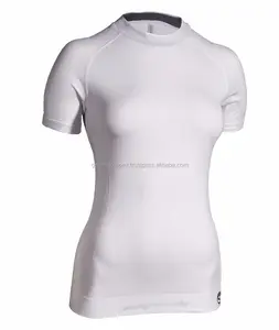 Por encargo de alta calidad Anti-Uv de talla grande 100% poliéster Spandex compresión apretada mujeres camisetas de manga corta