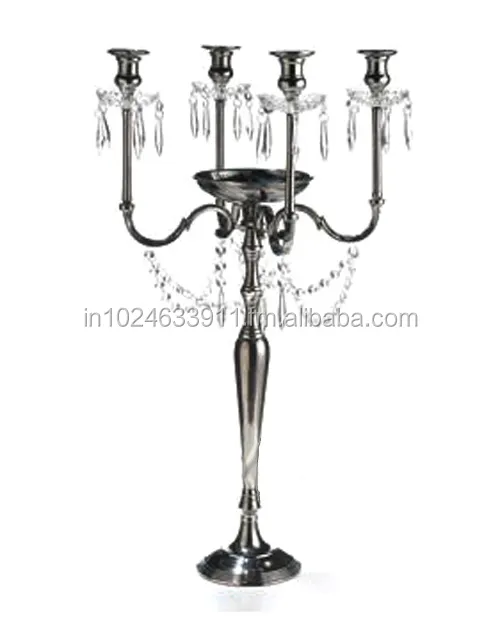 Cristal Candelabro Preto para a peça central do casamento | Metal Alumínio Castiçal Stand Home Decoração item