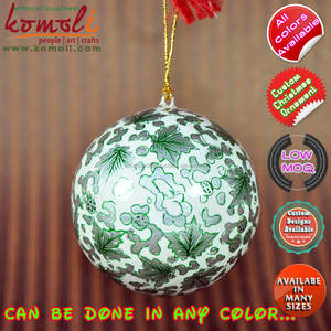 Bola de Navidad india de diseño de hojas pintadas a mano, ornamento colgante, decoración - Product Image 3