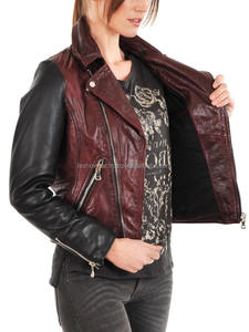 Elegante chaqueta de motorista de cuero negro y marrón para mujer, abrigo de moda de motocicleta ajustado, ropa de abrigo moderna de calidad Premium - Product Image 3