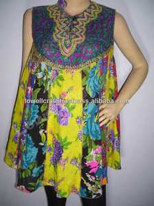 Túnica bordada de algodón 100%/Kurti/Top transpirable y respetuosa con el medio ambiente longitud Midi con cintura Natural - Product Image 3