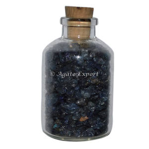 Iolite Stone Chips Mini Bouteille: Vente en gros de bouteilles de pierres précieuses Agate Export Healing Semiprecious stone craft - Product Image 1