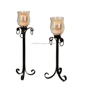 Iron <b>Floor</b> Hurricane <b>Candle</b> <b>Holder</b> With Glass Chimeny - Product Image 1