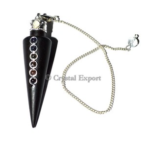 Péndulos de madera de cono largo con chakras, el más vendido en línea - Product Image 1