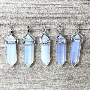 Multi อัญมณีสี Tusk Spike ดินสอจุดจี้ฮอร์นหกเหลี่ยมฟันเงินสเตอร์ลิงอัญมณี Charm จี้ - Product Image 4