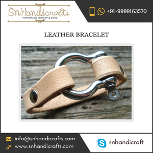 Captivating <b>Leather</b> <b>Bracelet</b> for Men with Metal Lock at Cost-Effective Rate - Product Image 1