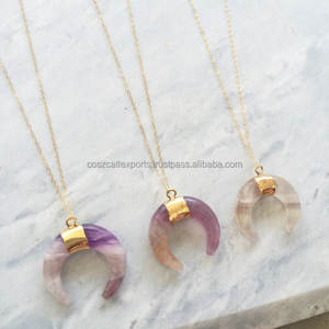 คุณภาพสูงชุบทองฟลูออไรต์ครึ่งพระจันทร์เสี้ยวสร้อยคอหินขัดสีรุ้งธรรมชาติที่น่าตื่นตาตื่นใจสำหรับงานปาร์ตี้ - Product Image 4