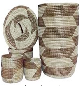 Vietnamese Seagrass Laundry <b>Basket</b> <b>with</b> <b>Lid</b> Eco-Friendly for Clothing Storage - Product Image 3