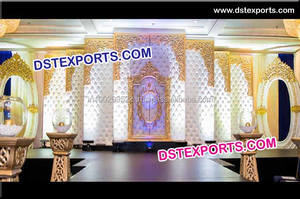 Leather Tufted <b>Wedding</b> Stage Decoration Indian Marriage Stage Decor Customized fiber stage stylish gold <b>wedding</b> <b>frames</b> USA - Product Image 3