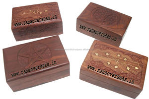 Boîte de rangement en bois fabriquée à la main et incrustation en laiton, boîte de rangement rectangulaire pour bibelots, bijoux et souvenirs - Product Image 4