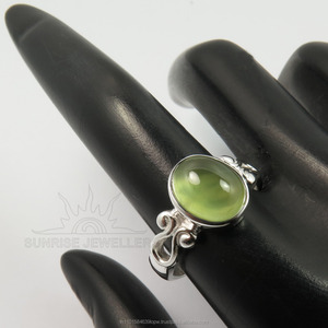 Fabricant 925 pur argent sterling véritable prehnite ovale en forme de cabochon pierre précieuse belle bague choisir toutes les tailles bijoux fins - Product Image 3
