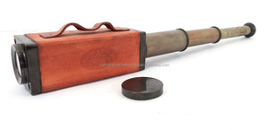 Calvin Handicraft Viking Hermoso latón antiguo Regalo del día de Navidad Hecho a mano Cuero pulido Encased Spyglass Telescopio - Product Image 5