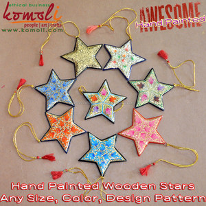 Adornos de Navidad pintados a mano, estrellas, multicolor - Product Image 6