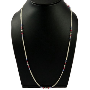 Collar de Cadena para el Vientre Estilo Bohemio con Perlas de Iolita y Rubí, Chapado en Plata - Joyas Shri Ashapura - Product Image 2