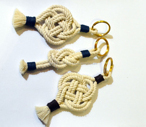 Porte-clés tendance en corde de coton, porte-clés nœud marin, porte-clés faits maison - Product Image 1