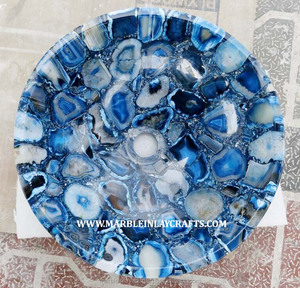 Lavabo Redondo de Piedra Azul de Ágata Natural con un Solo Orificio - Product Image 1
