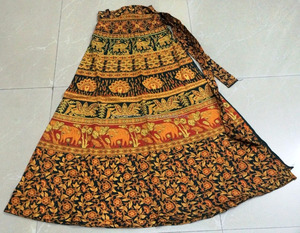 Jupe maxi en coton traditionnel indien enveloppant sur sarong paysan boho coton imprimé animaux enveloppant femmes jupes sanganeri - Product Image 2