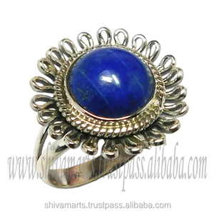 Wholesale Handmade 925 <b>Silver</b> Jewelry Blue Color Lapis Gemstone Eternity Vermeil <b>Ring</b> for Women and <b>Men</b> Gift for Her - Product Image 2
