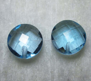 Piedras preciosas sueltas redondas facetadas de Topacio azul cielo de alta calidad naturales con forma de taladro a precio mayorista - Product Image 1